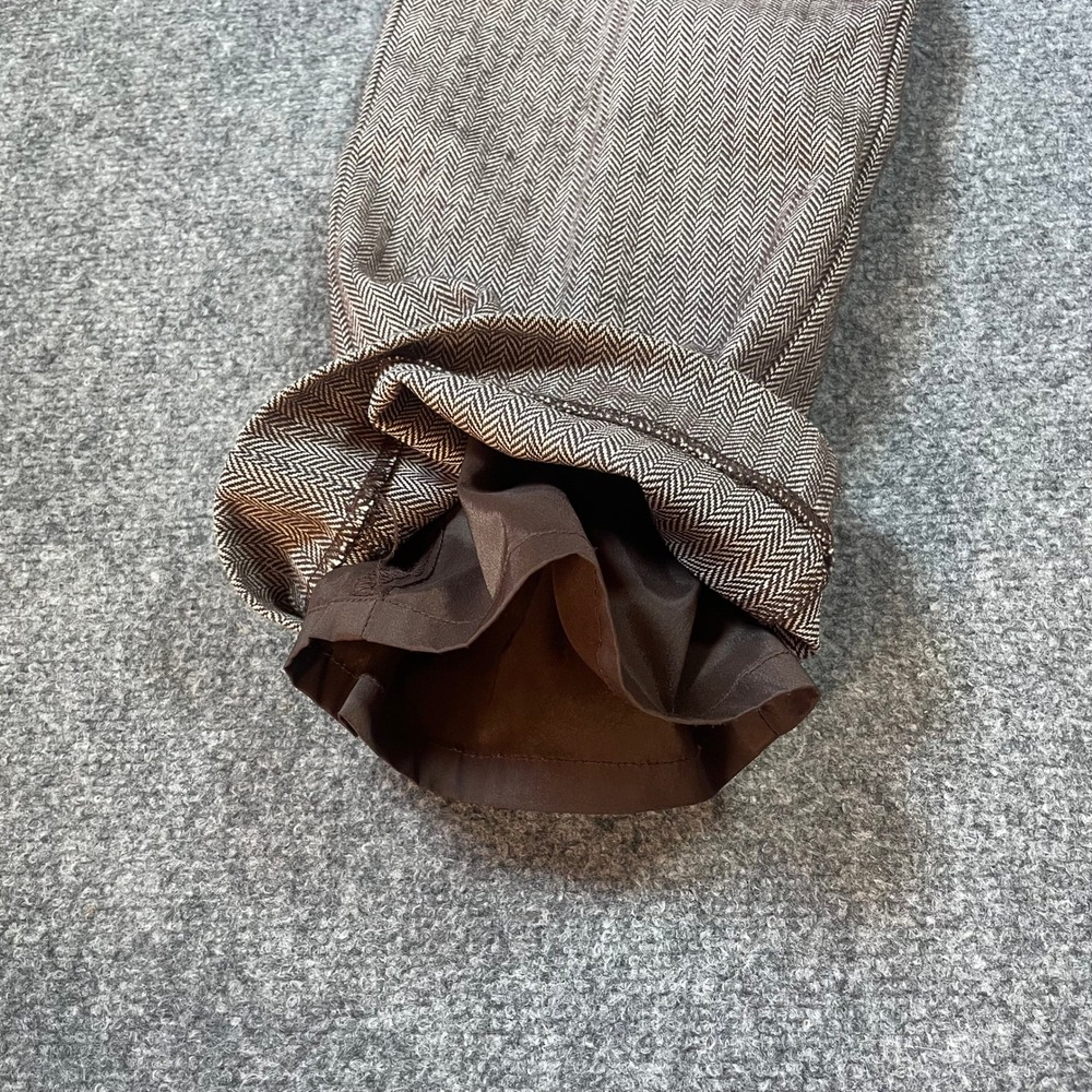 LL Bean Trousers Womens 4 Reg Brown Herringbone Cotton Straight Leg Pants - Picture 11 of 12